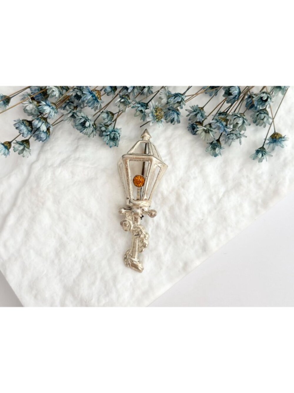 Lang Sterling Circa 1950's Lamp Post Citrine Sterling Silver 925 Vintage Brooch - Picture 3 of 13